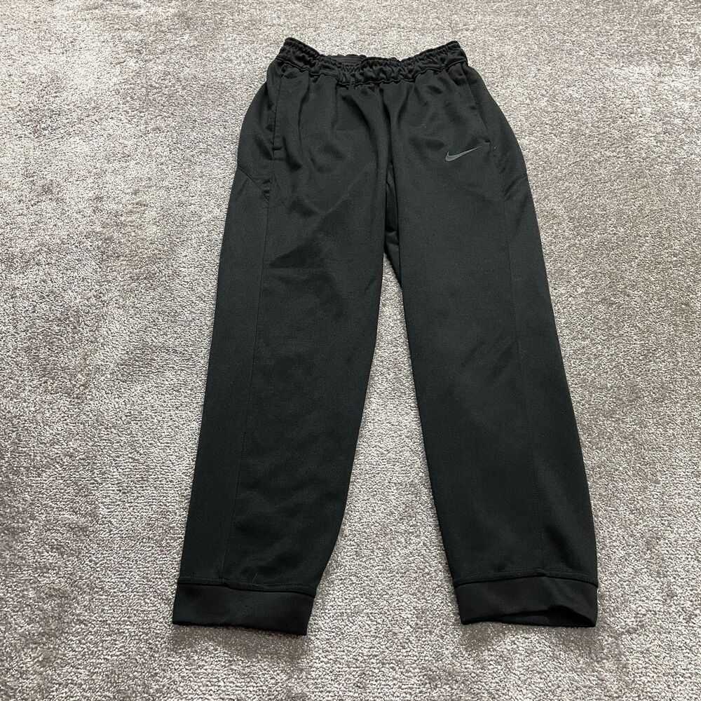 Nike Active Pants Adult Medium Black Dri Fit Swoosh Logo Elastic Waist 28x29